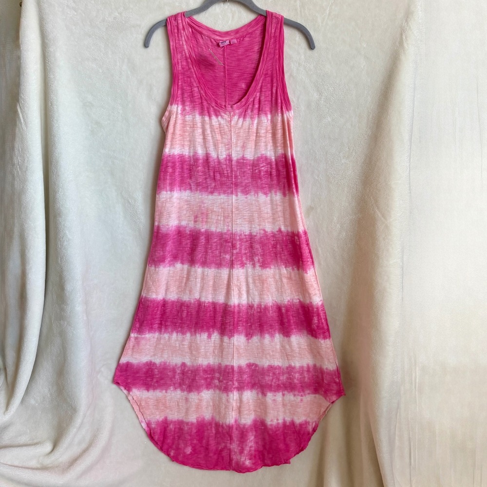 NWT Gap Womens Pink White Ombre Tie Dye Striped Racerback Midi Dress Size S